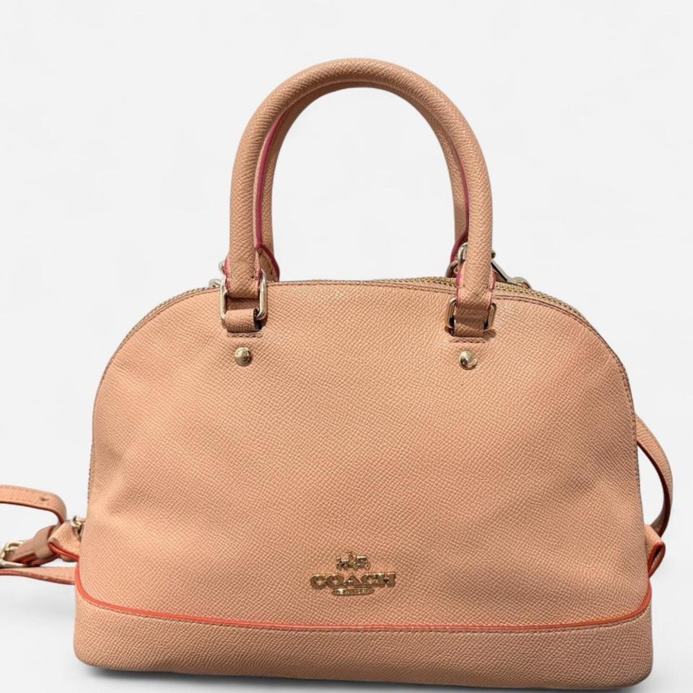 Coach Tan Leather Satchel with Gold Accents